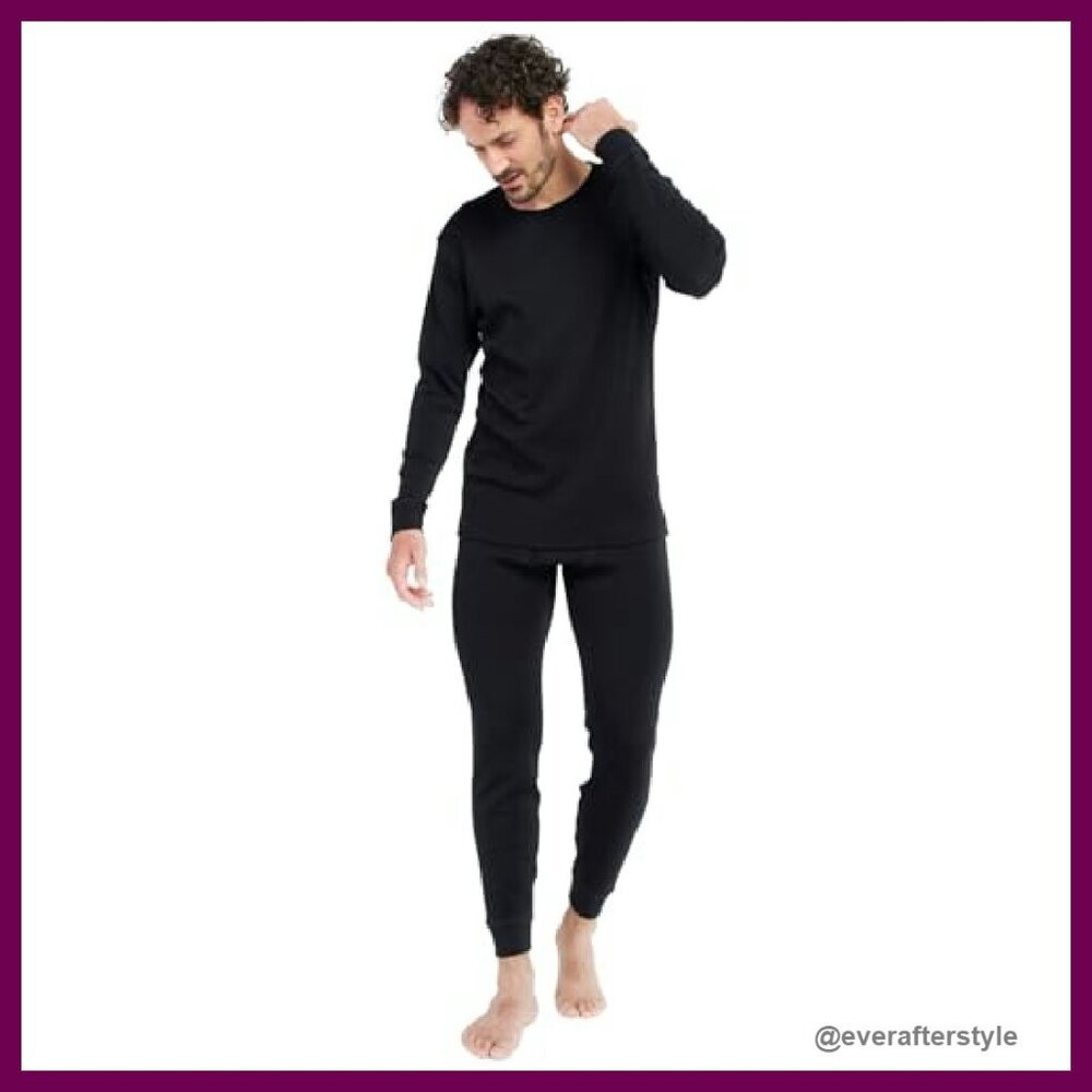 Men's Merino Wool Thermal Underwear Set Lightweight Midweight Base Layer - Picture 2 of 8